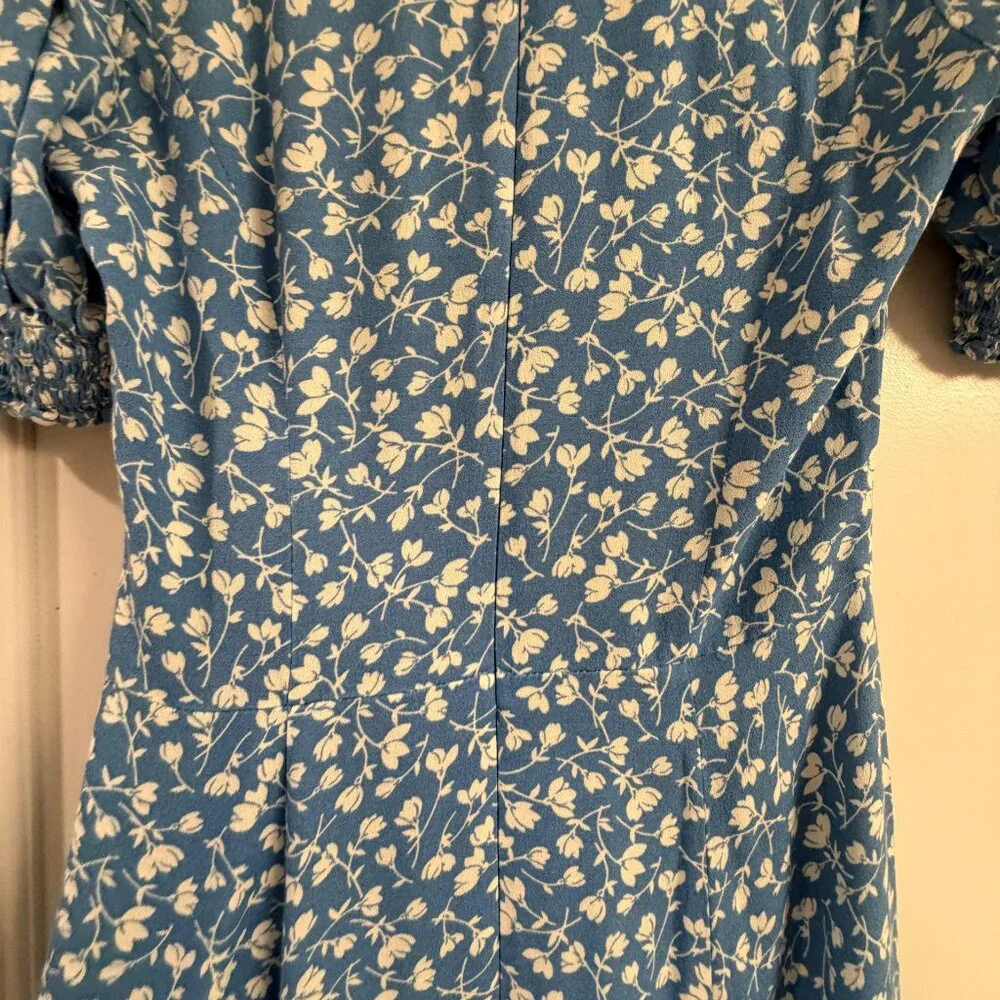 Reformation Lacy Dress, Blue and White Floral Midi Dress, size US 4 - Picture 6 of 9